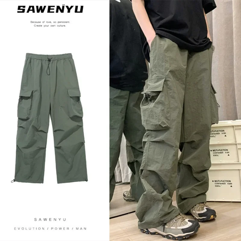 

Cargo Pants Men Streetwear Hip Hop Pants Elastic Waist Harem Ankle length Trousers Black Harajuku Casual Pocket Women Pants