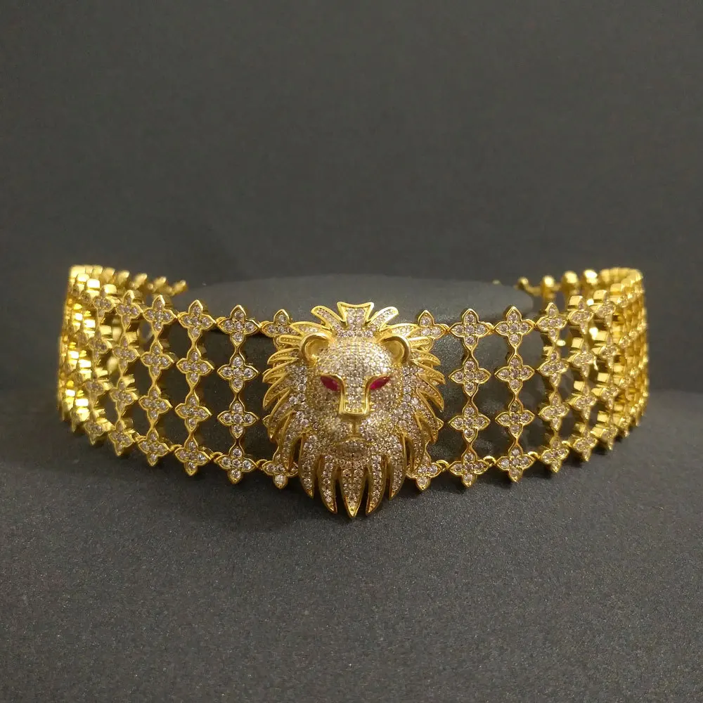 

s925 sterling silver april new golden yellow lion collar female fashion high-end design sense banquet generous necklace