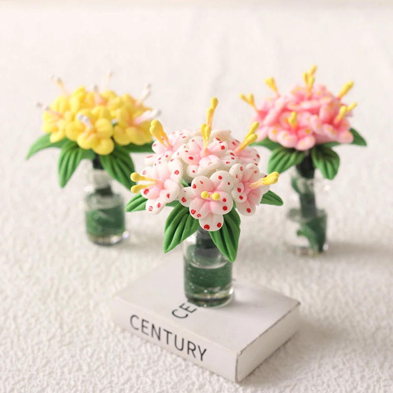 

1 шт. миниатюрная ваза для кукольного домика, украшение 1:12 дюймов, искусственный цветок, аксессуары для домашнего декора кукольного домика