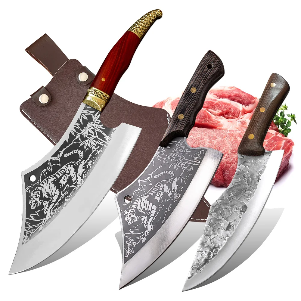 

Chinese Kitchen Knife Hand Forged Heavy Duty Butcher Knife Ultra Sharp Slicing Meat Chopping Vegetable Boning Knife Chef Cleaver