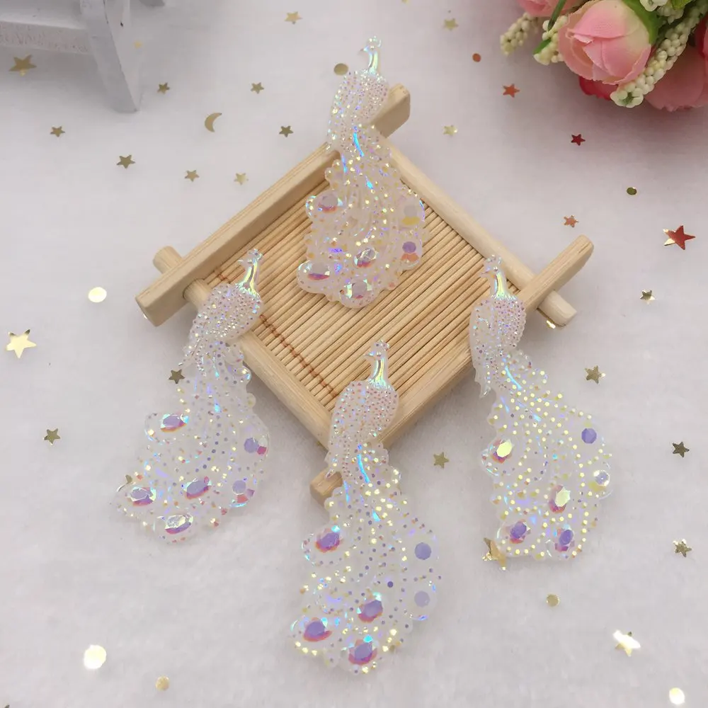 Блестящий кабошон из смолы павлин плоская задняя часть стразы аппликация с 2