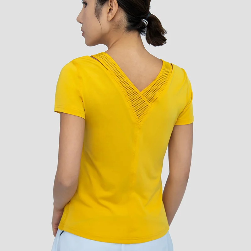 Спортивная футболка женская для тренировок в зале, быстросохнущая и дышащая, для игры в бадминтон, бега, йоги. Футболка с короткими рукавами.