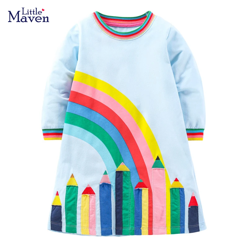 

Хлопковое платье с длинным рукавом для девочек 2-7 лет