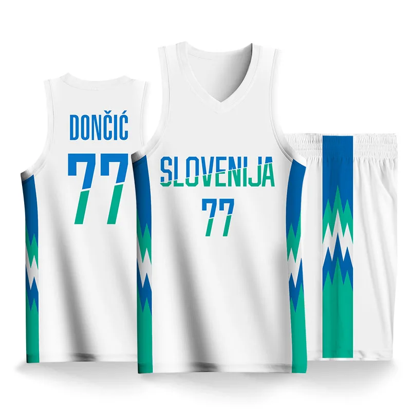 2023 Newest Basketball Sets For Men Full Sublimation SLOVENIJA Letter Printed Customizable  Jerseys Shorts Training Tracksuits