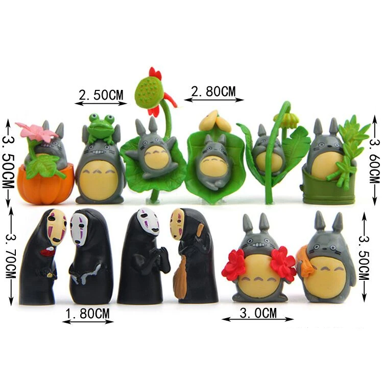 

12 шт./компл. экшн-фигурки аниме «Тыква», «нет лица», «Мой сосед Серый Тоторо», 2-4 см
