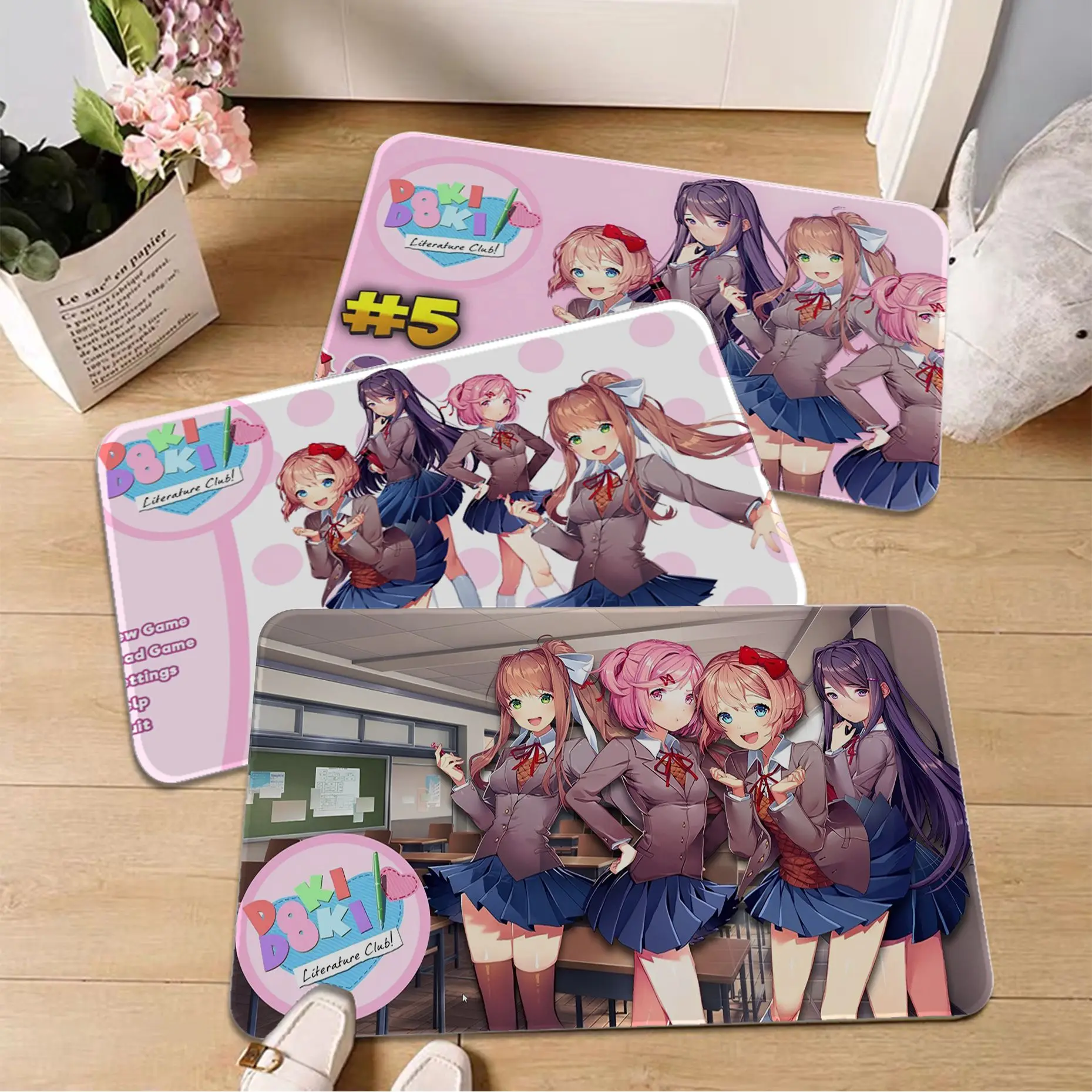 

Cartoon D-Doki D-Doki Literature Club Floor Mat Room Mats Non-Slip Laundry Room Mat Laundry Child Living Room Household Carpets