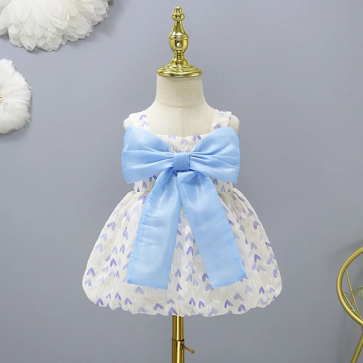 Baby Girls Clothes Toddler Kids Dress Casual Costume Cute Bow Heart Summer 1-4 Years Party Dresses For Girl Children's Clothing