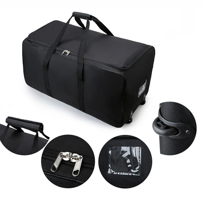 Men Large Capacity Universal Wheel Travel Duffel Bag Outdoor Sports Suitcase Durable Oxford Simple Handbag 10kg Carry-on Luggage