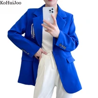 kohuijoo casual blazer women 2022 spring fashion long sleeve office work slim coat woman blazers black beige blue green