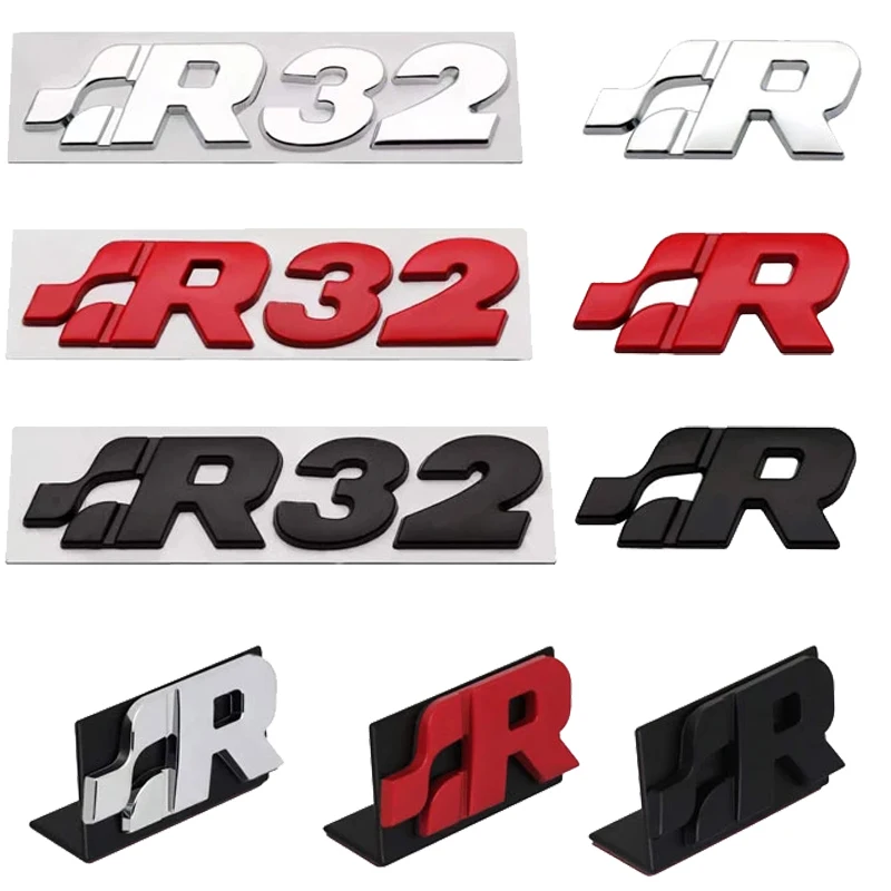 

3D Metal R32 Car Logo grille Badge Modified Car Sticker For VW Golf Passat Tiguan Sagitar Touareg Polo r400 mk2 mk4 mk5 mk6 mk7