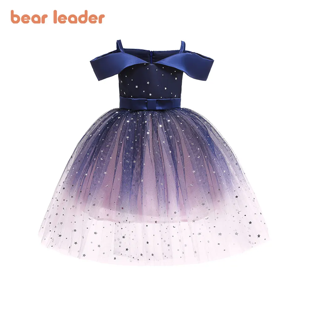 

Bear Leader 2022 Girls Summer Mesh Patchwork Princess Dress Baby Girls Star Sequins Cute Ball Gown Kids Sleeveless Party Suits