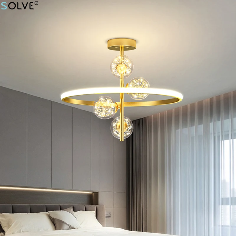 

Роскошная люстра в скандинавском стиле, Креативный светодиодный потолочный светильник из Гипсофилы, декоративные лампы черного и золотого...