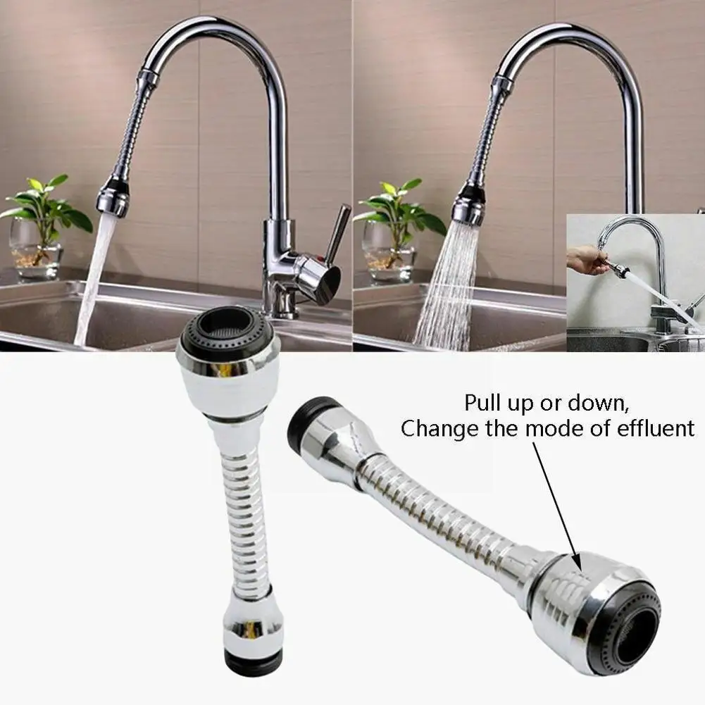 

360° Rotate Kitchen Faucet Aerator Bent Saving Water Bathroom Extended Tap Hose Connector Kitchen Nozzle Shower C2a1