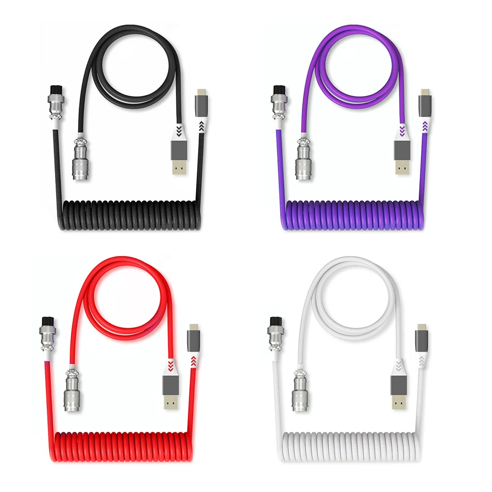 

1.8m Coiling Mechanical Keyboard Aviation Connector Type-C USB Keyboard Type-C USB Cable Mechanical Keyboard Coiled Aviator Wire