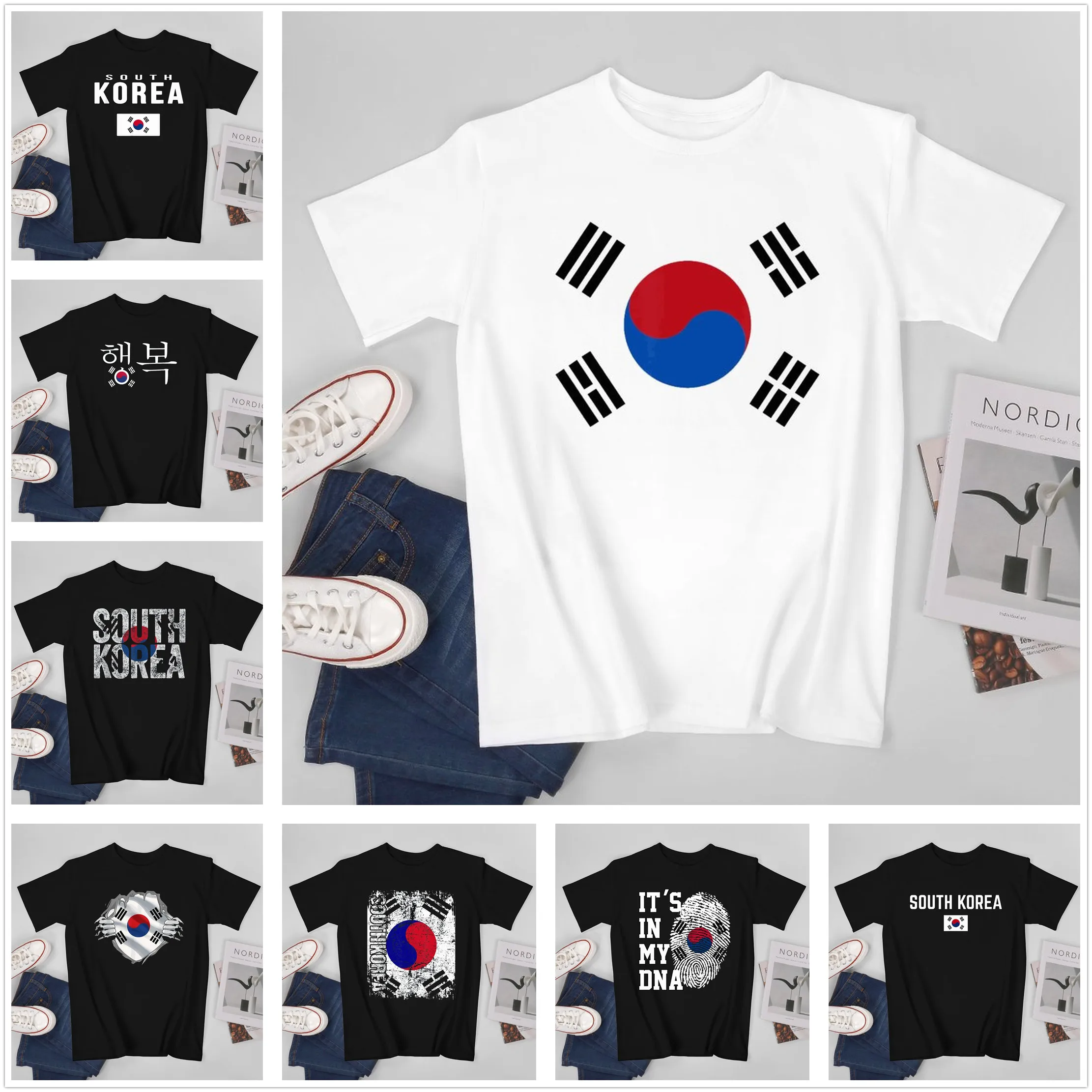 Men T-shirt South Korea Flag Cool South Korean Fans T Shirt Men's tee 100% Cotton XS-5XL O-neck Tshirt Fashion Short Sleeve