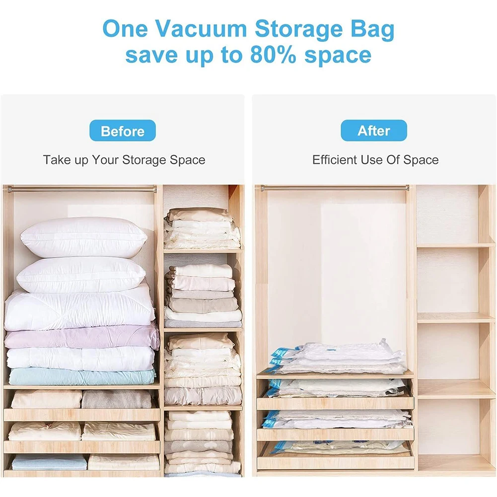 

Vacuum Storage Bags With Manual Air Pump Foldable Clothes Organizer Seal Compressed Travel Saving Bags Package Bags