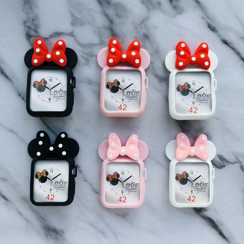 Cute Cartoon Protective Case  for Apple Watch 41 45mm 40 44mm 38 42mm Soft Silicone Cove Bumper for Apple Watch 8 7 6 5 4 Se 3 2