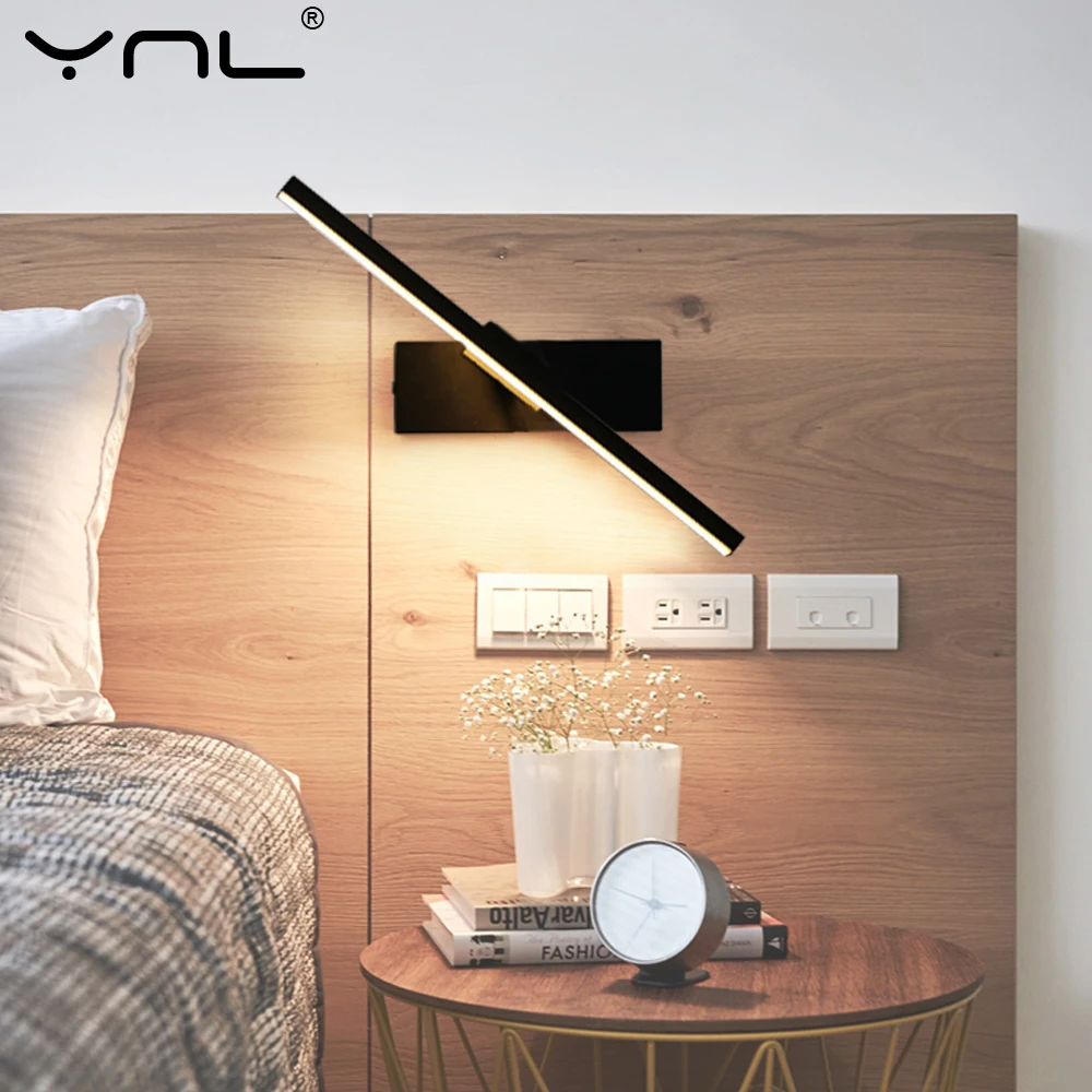 

Interior Bedside LED Wall Light Adjustable Rotatable Angle Simple LED Wall Sconce Lamp AC220V/110V Mirror Bedroom Living Room