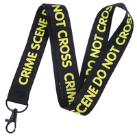 crime scene do not neck strap lanyards keychain badge holder id card pass hang rope lariat lanyard for key rings accessories