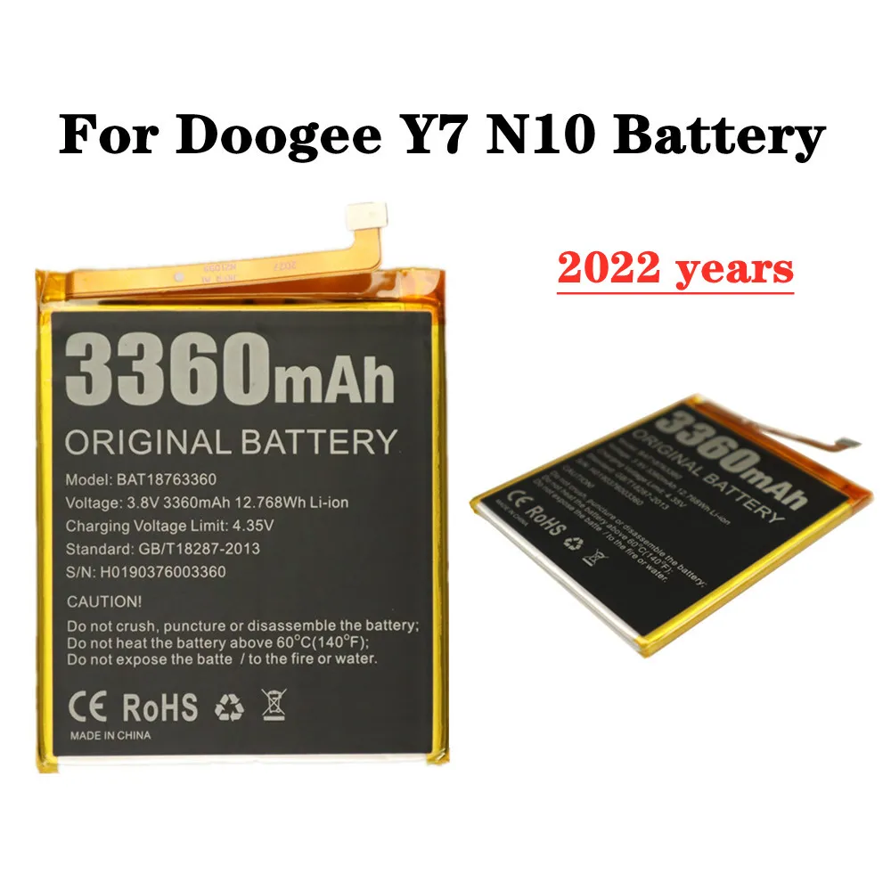 

Новинка 2022 года, оригинальный аккумулятор 3360 мАч BAT18763360 Для Doogee Y7 N10, аккумулятор высокой емкости, батареи для телефона