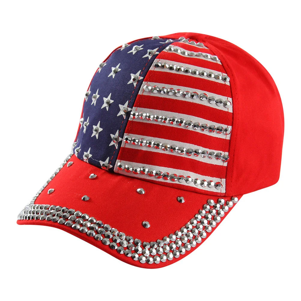 

Bling Baseball Cap 4th July American Flag Hat Ladies Hats Summer Women Cowboy Trucker Womens Patch