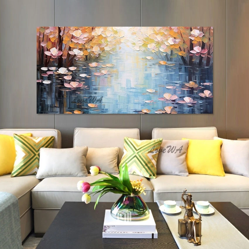 Абстрактные картины маслом для украшения стен спальни искусство ножа поддона