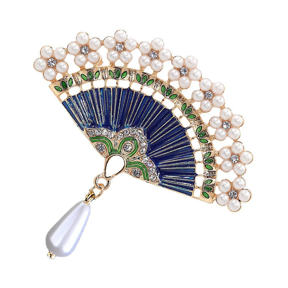 1 Pc Chinese Style Exquisite Brooch Retro Creative Fan Brooch (Assorted Color)
