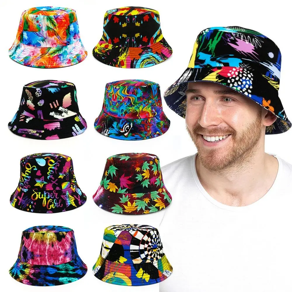 

Fashion Two-Sided Beach Outdoor Bucket Hats Sun Hat Fisherman Cap Reversible