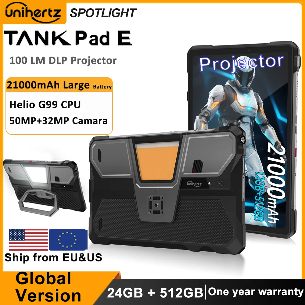 Фото Прочный планшет Unihertz 8849 TANK PAD E с проектором 21000 мАч 120 Гц IP68/IP69K 24 ГБ 512 ГБ 66 Вт 10,95 дюймов Планшет Android 14 4G №1