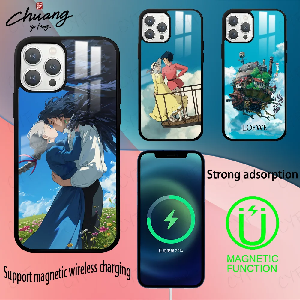 Чехол для телефона H-Howls Moving C-Castle 11 12 13 14 15 16 Pro Max mini Plus с сильным магнитным