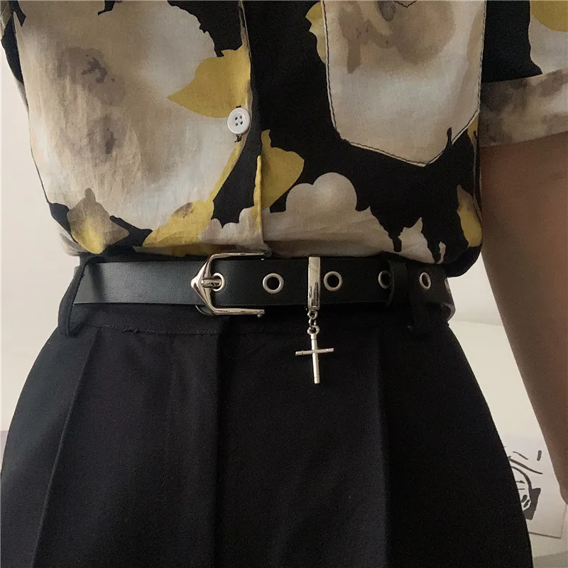 Unisex PU Leather Waistband Cute Black Harajuku Belt Ladies Pants Pin Buckle Simple Wild Decoration Designer Belts For Jeans