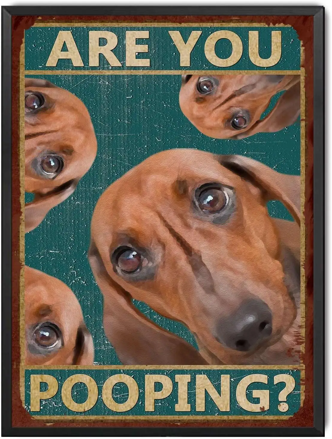 Metl Tn Sgn Retro ron Pntng hshund re You Poopng Toilet Broom Wll Decor g Lovers Gft hshunds F