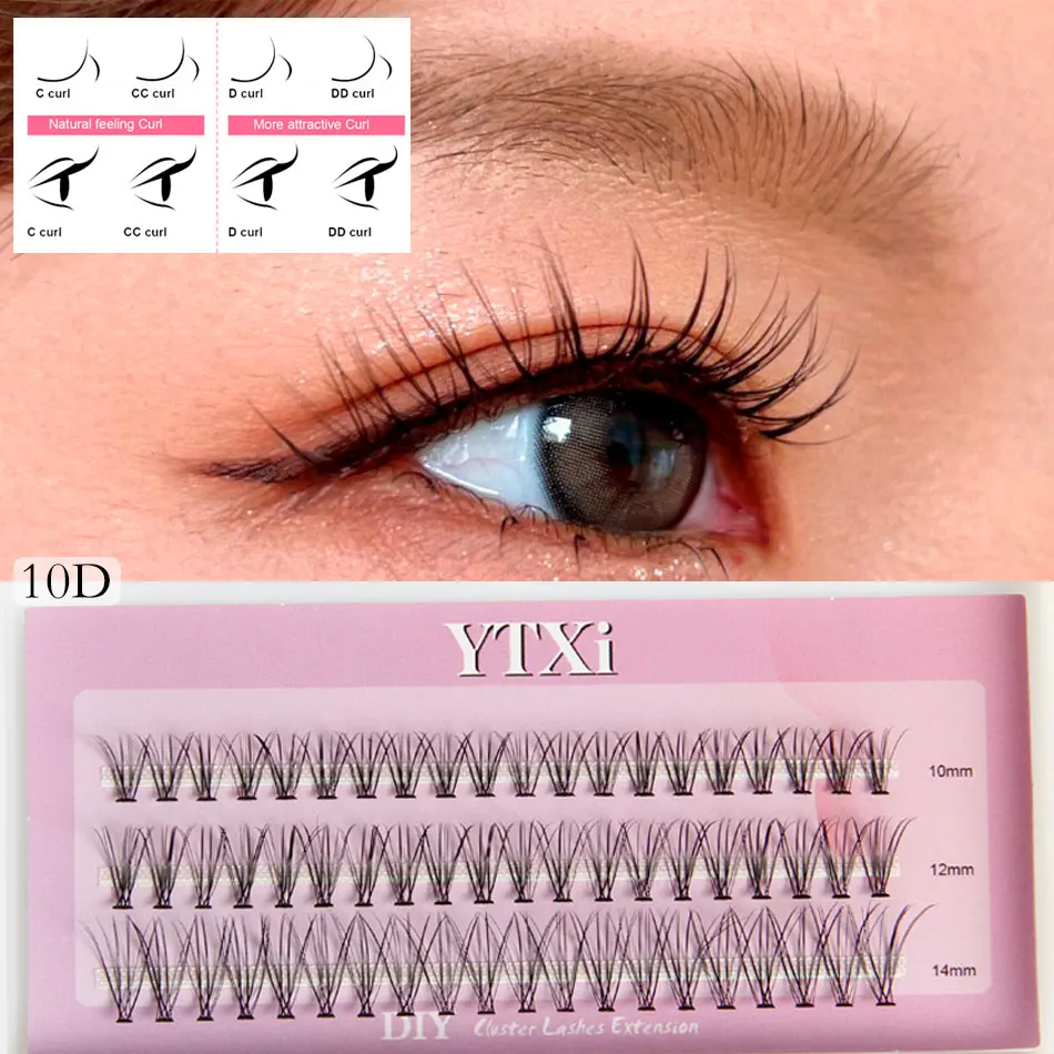 

YTXi 10D mixed super Cluster Eyelash Extension Natural Mink Eyelash Bunche Cilias Individual Lashes Makeup Cilias eyelashes