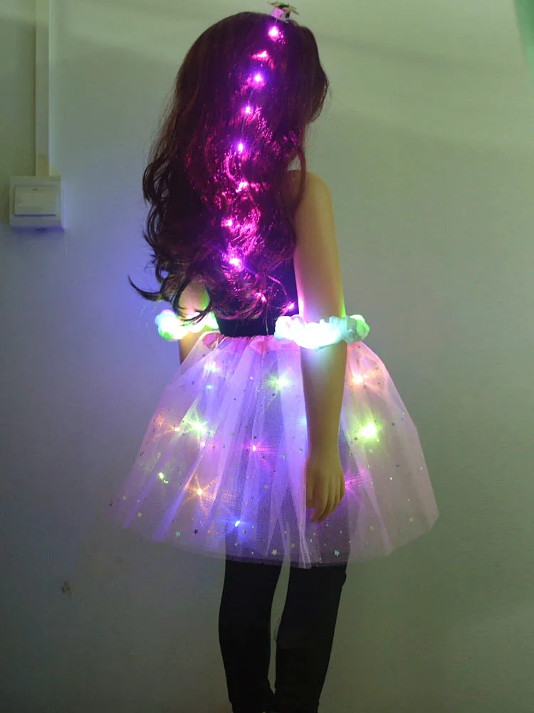 Женский светящийся танцевальный костюм-пачка со светодиодной юбкой в виде звезд