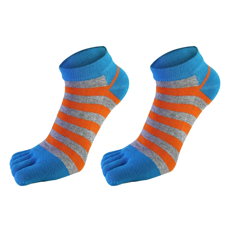 

Носки мужские хлопковые в полоску, короткие дышащие, 5 пальцев, мягкая нить, удобные для кожи, 1 пара