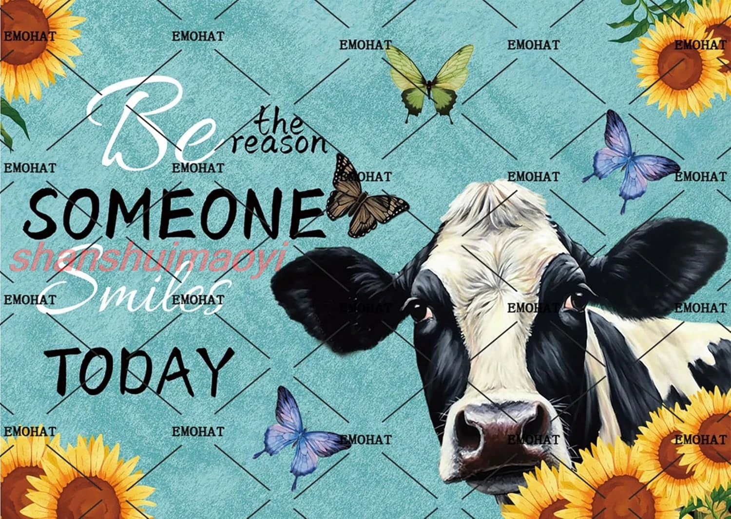 Металлическая жестяная вывеска EMOHAT подсолнухи животное корова цветочное