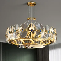 E14 full copper luxury crystal lamp living room lamp villa high-end modern minimalist bedroom restaurant exhibition hall chandel