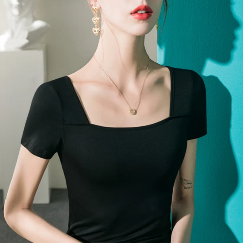 

High Quality 2023 Women T-shirt Pure Color Design Female Spring Summer Sexy Crop Tops Clothes Fashion Bodysuit Tees Y2k Goth