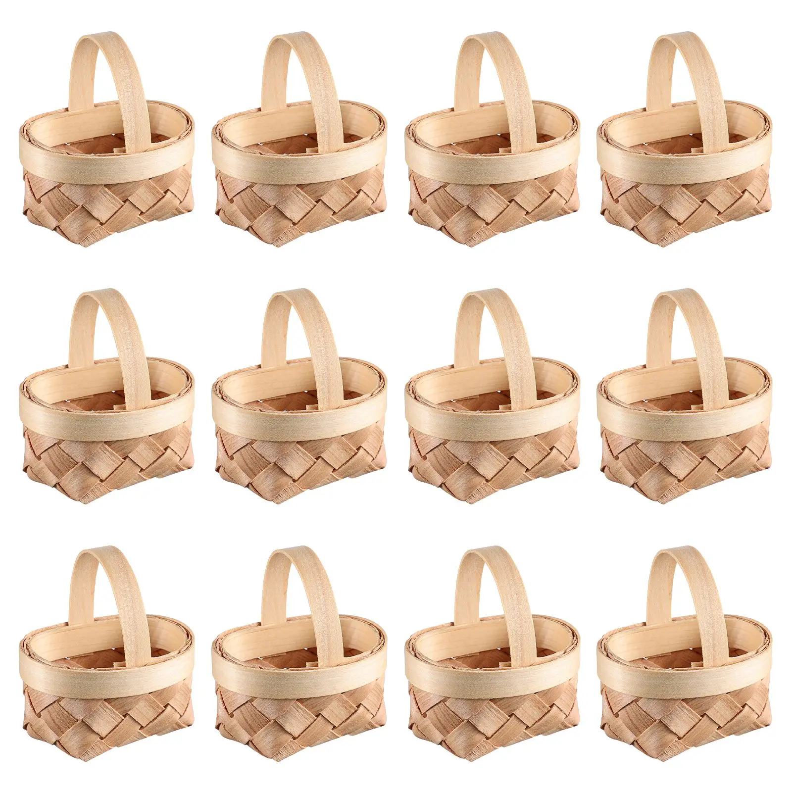 

Basket Mini Baskets Woven Wicker Tiny Chip Easter Candy Gifts Crafts Handle Case Handmade Favors Miniature Craft Favor Wood