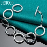 925 sterling silver round circle ring chain bracelet for women men party engagement wedding fashion jewelry