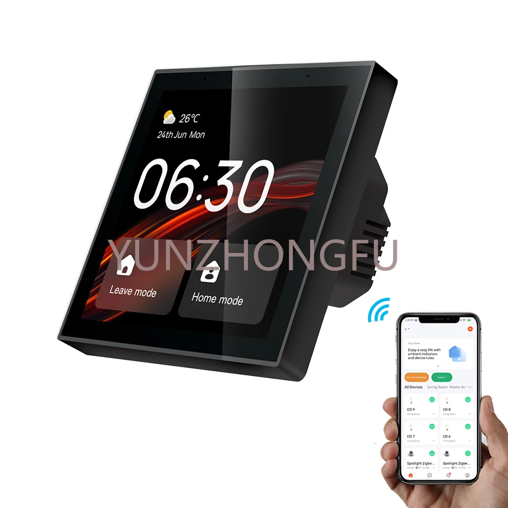 

2023 Smart Home Control Panel Tuya Zigbee Touch Screen 4 Inch Multi-functional Zigbee Home gateway With Built-in