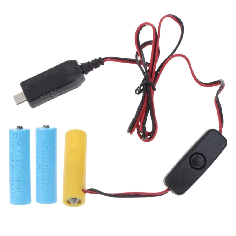 

Universal 4.5V AA Battery Eliminator USB C Power Supply Cable Switch Replace 3xAA LR6 AM3 Battery for LED Light 1.9m