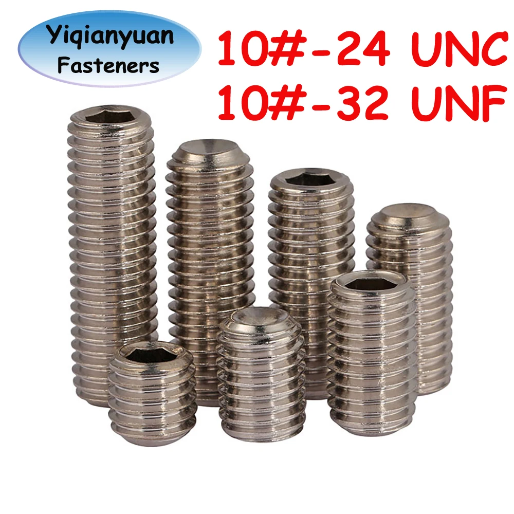 

Yiqianyuan 10 #-24 UNC 10 #-32 UNF DIN916 SUS304 набор винтов с шестигранным отверстием из нержавеющей стали с безголовым шестигранным болтом