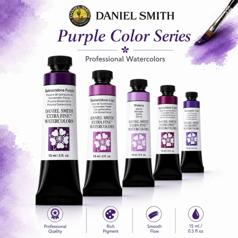 Акварельная краска Daniel Smith Extra Fine, 15 мл, профессиональная серия, фиолетовая гамма, импортный акварельный пигмент для рисования, художественные принадлежности (art.: 3920db1292ccb) - 3920db1292ccb