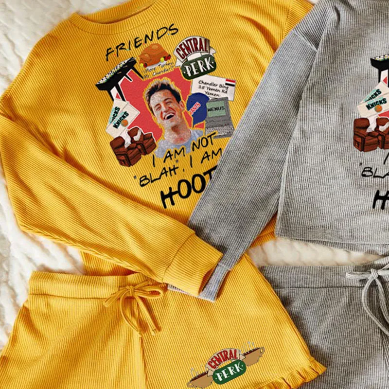 

Friends TV Show Two-piece casual fashion printing suit