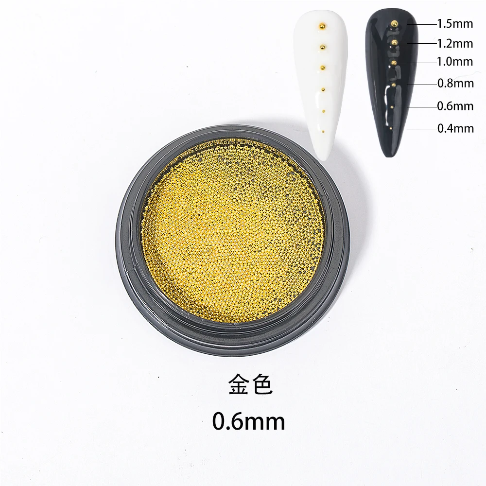HNUIX Nail Art Tiny 0.4-3mm Steel Caviar Beads Mixed Size 3D Design  Gold Silver Rose Gold Black Jewelry Manicure DIY Decoration images - 6