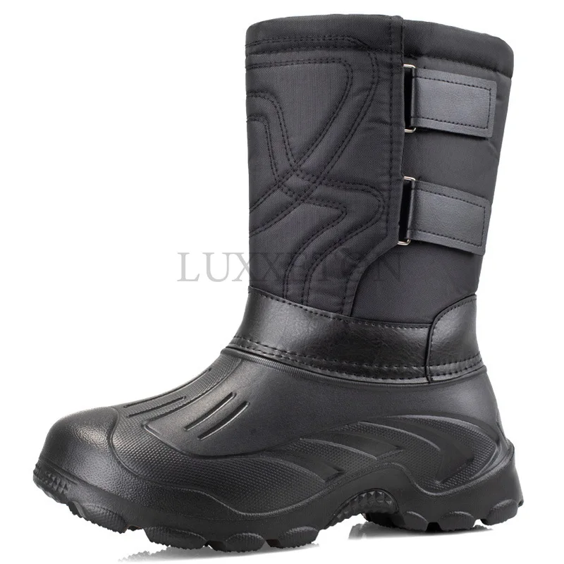 

Waterproof Outdoor Fishing Cotton Boots Autumn and Winter Thickened Warm Medium Leg Men's Snow Boots Non-slip Shoes