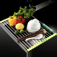 10/20 Tube Foldable Dish Drying Rack Under Sink Shelf Tray Drainer Bathroom Gadgets Home Kitchen Accessories