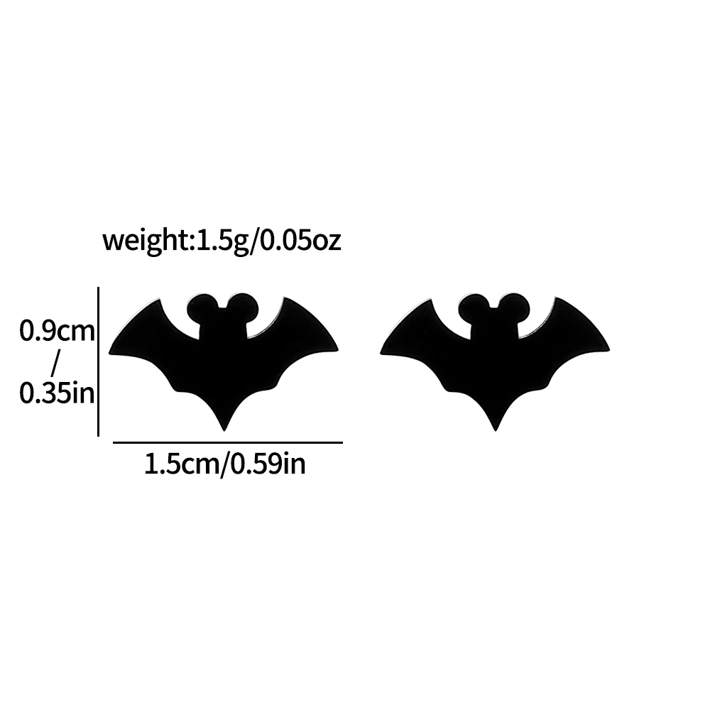 Серьги-гвоздики из нержавеющей стали для мужчин и женщин черная летучая мышь