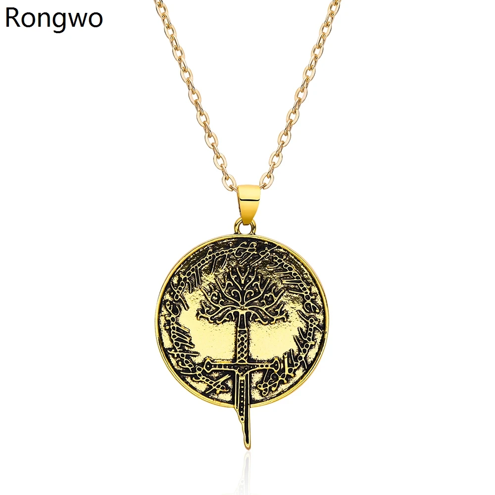 

Rongwo Narsil of Ring Retro Sword Necklace Round Coin Ancient Pendant Necklace Movies TV Jewelry Gifts for Women Men Gifts